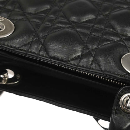 Christian Dior 2015 Black Lambskin Lady Dior Cannage 2way Shoulder Handbag