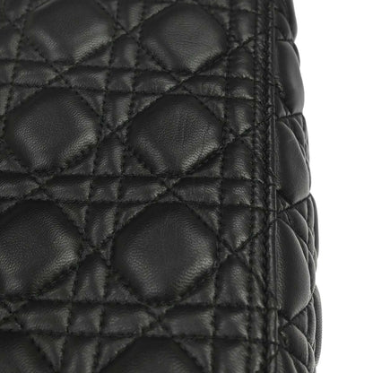 Christian Dior 2015 Black Lambskin Lady Dior Cannage 2way Shoulder Handbag