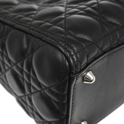 Christian Dior 2015 Black Lambskin Lady Dior Cannage 2way Shoulder Handbag