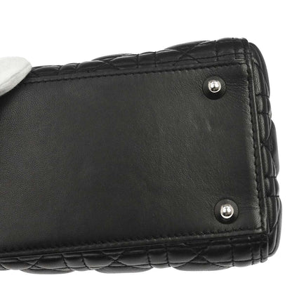 Christian Dior 2015 Black Lambskin Lady Dior Cannage 2way Shoulder Handbag