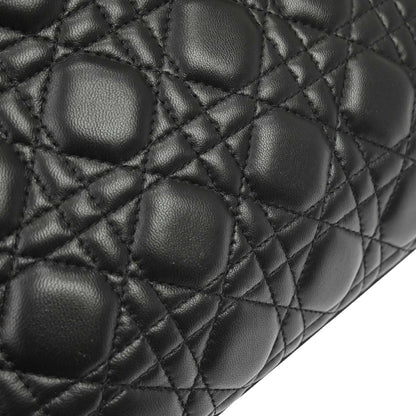 Christian Dior 2015 Black Lambskin Lady Dior Cannage 2way Shoulder Handbag