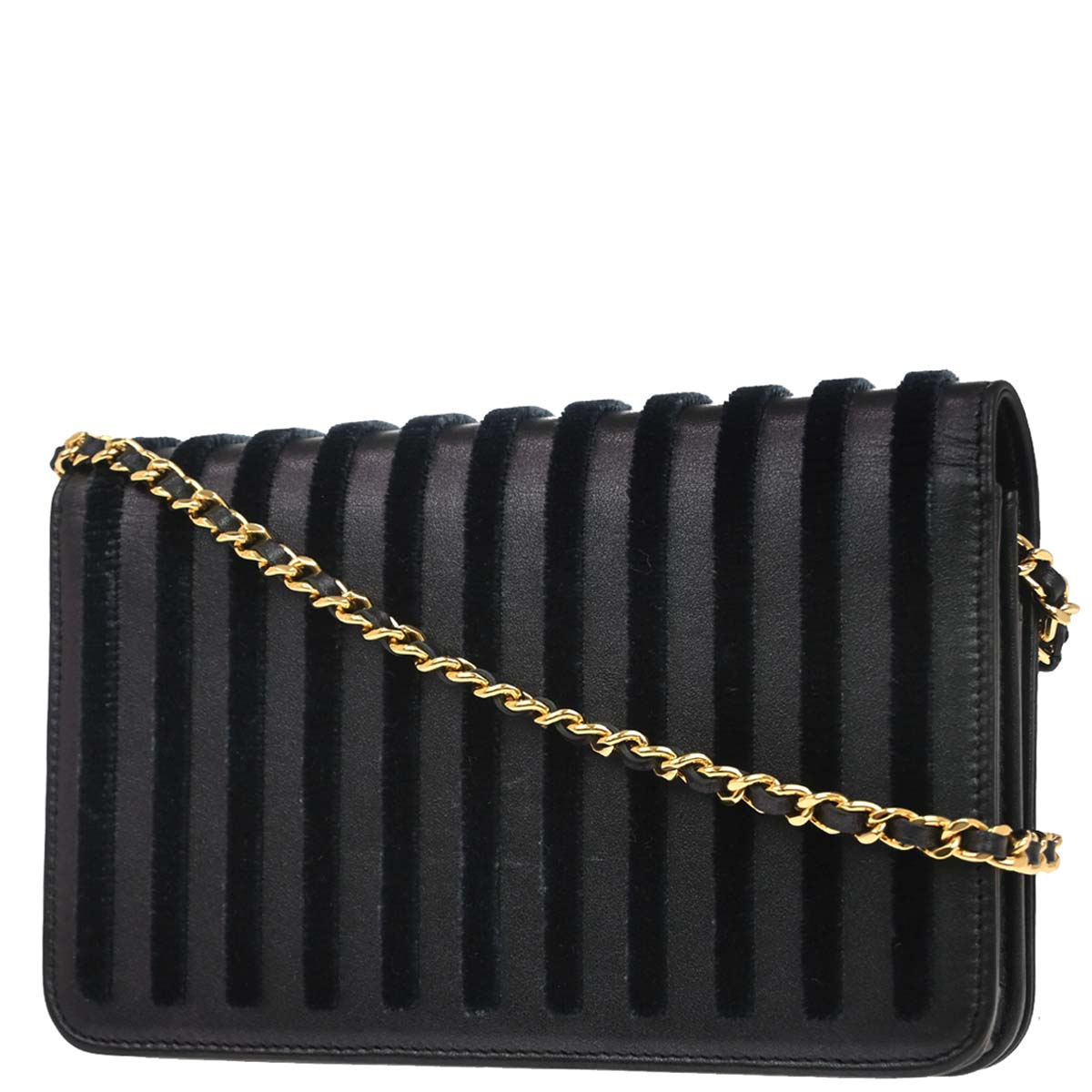 Chanel 2018-2019 Navy Calfskin Velvet Paris-Hamburg Iridescent WOC Shoulder Bag