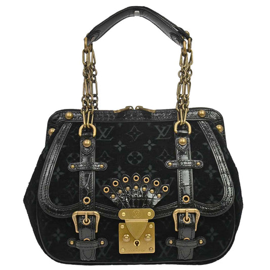 Louis Vuitton * 2004 Black Monogram Velours Alligator Gracie MM Limited
