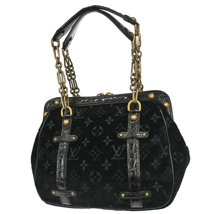 Louis Vuitton * 2004 Black Monogram Velours Alligator Gracie MM Limited