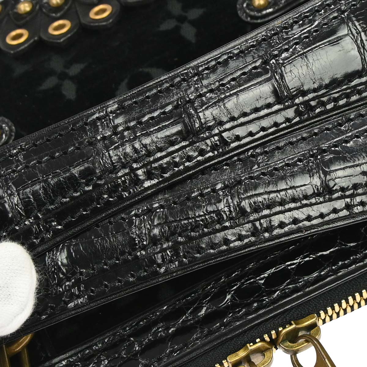 Louis Vuitton * 2004 Black Monogram Velours Alligator Gracie MM Limited