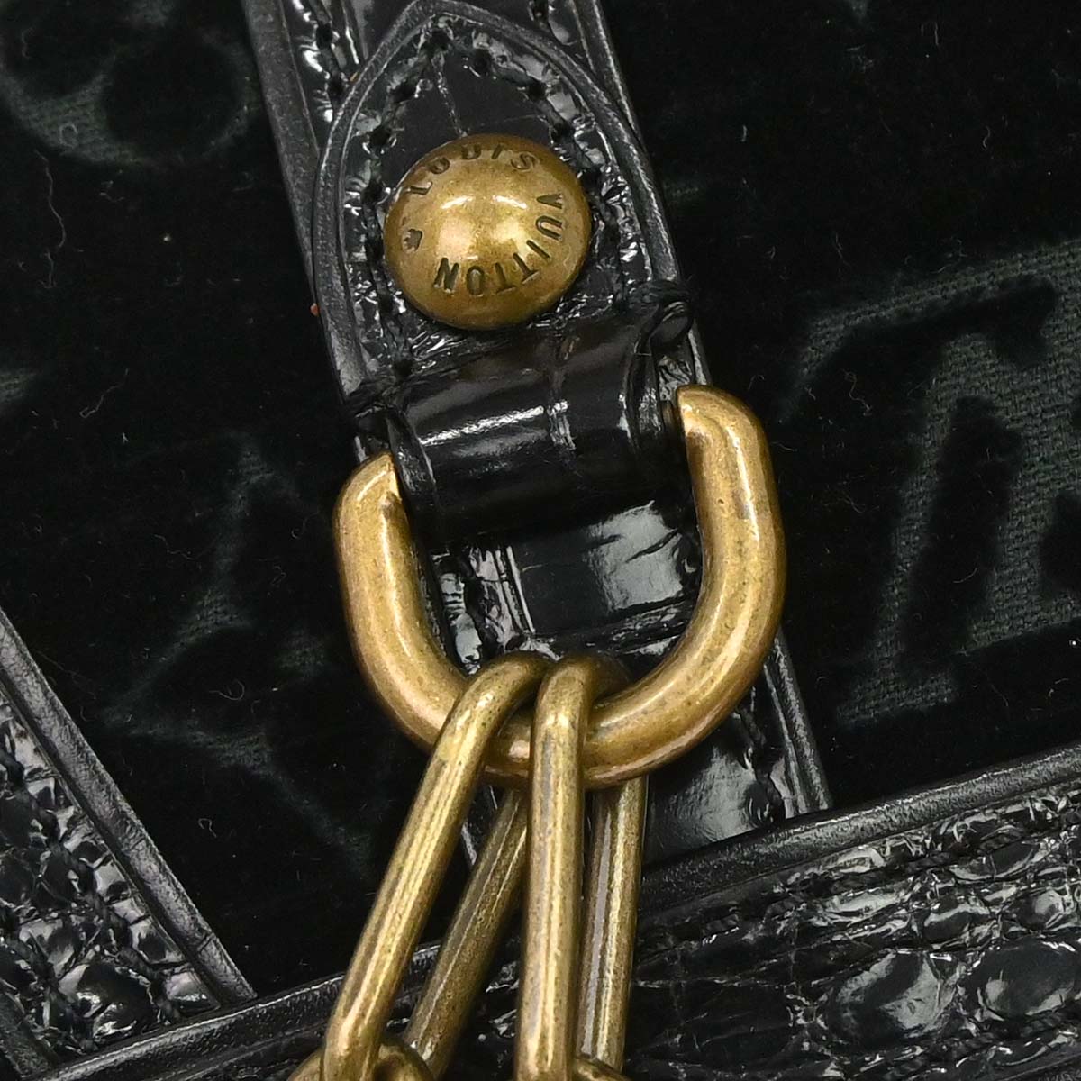 Louis Vuitton * 2004 Black Monogram Velours Alligator Gracie MM Limited