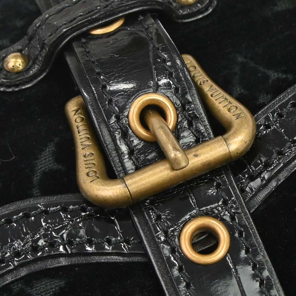 Louis Vuitton * 2004 Black Monogram Velours Alligator Gracie MM Limited