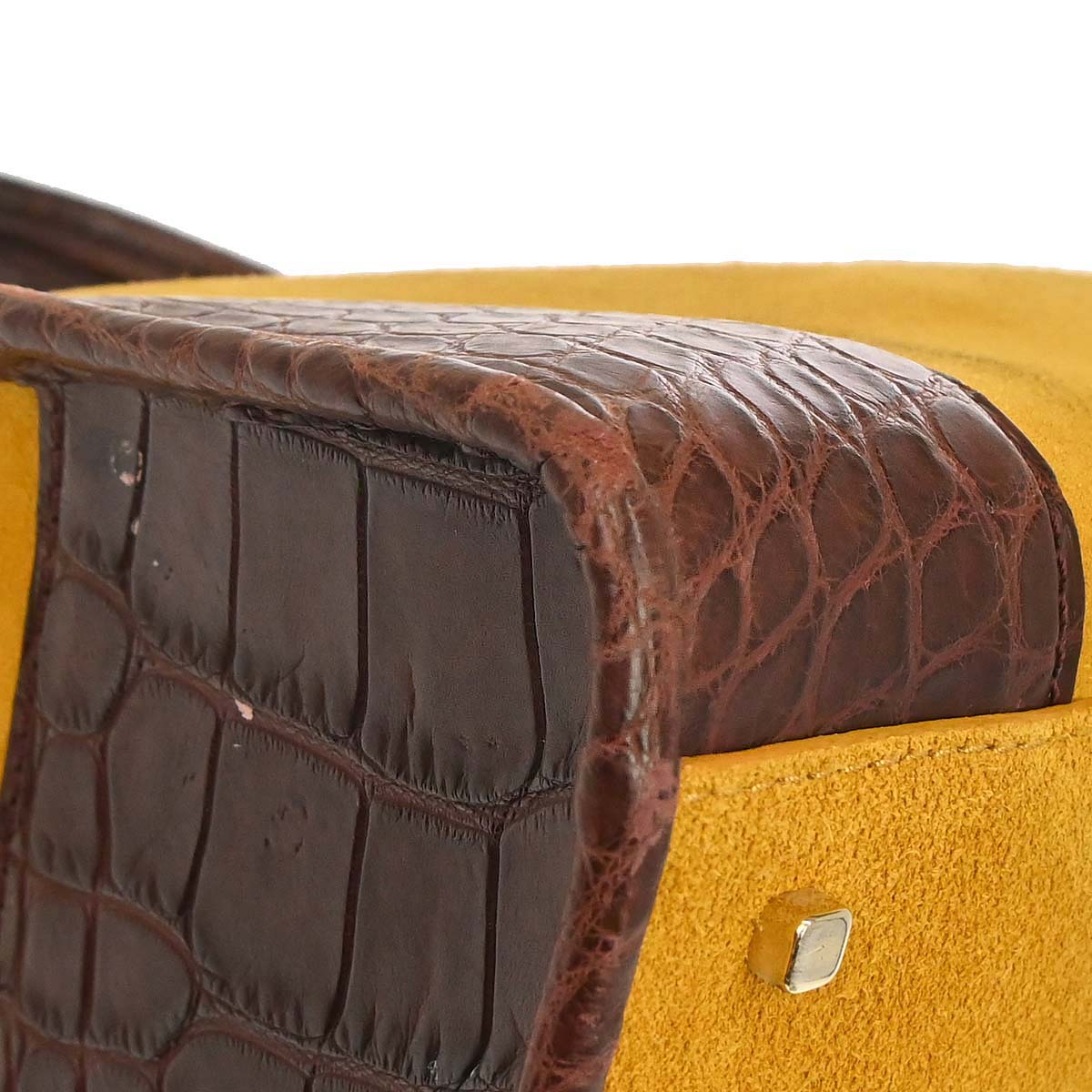 Loewe * Crocodile Brown Suede Amazona 28 Handbag