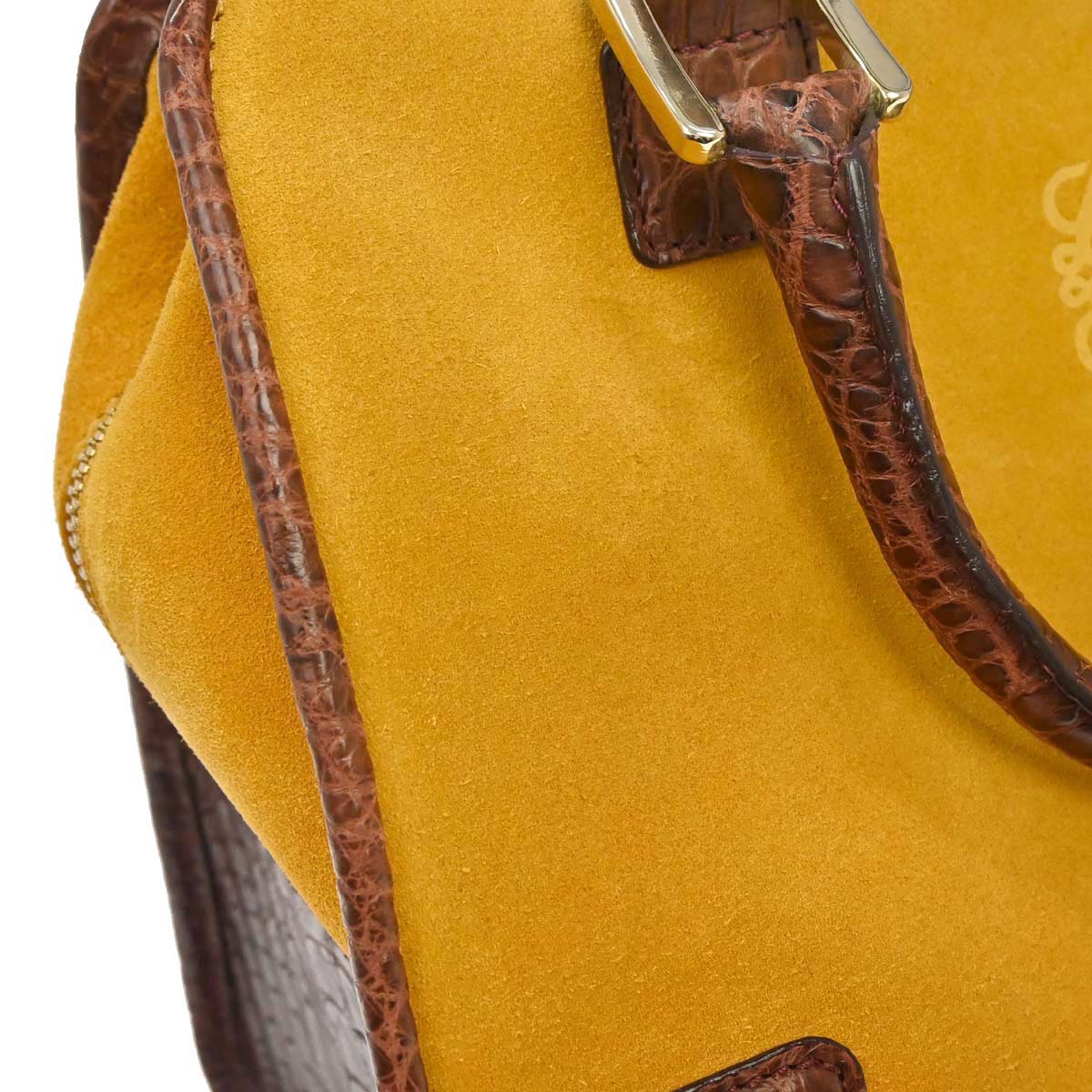 Loewe * Crocodile Brown Suede Amazona 28 Handbag