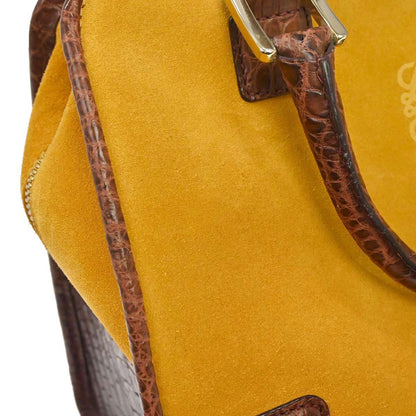 Loewe * Crocodile Brown Suede Amazona 28 Handbag