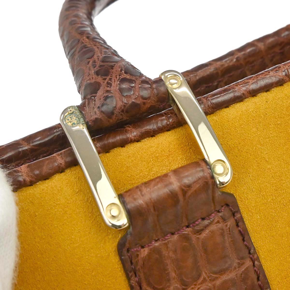 Loewe * Crocodile Brown Suede Amazona 28 Handbag