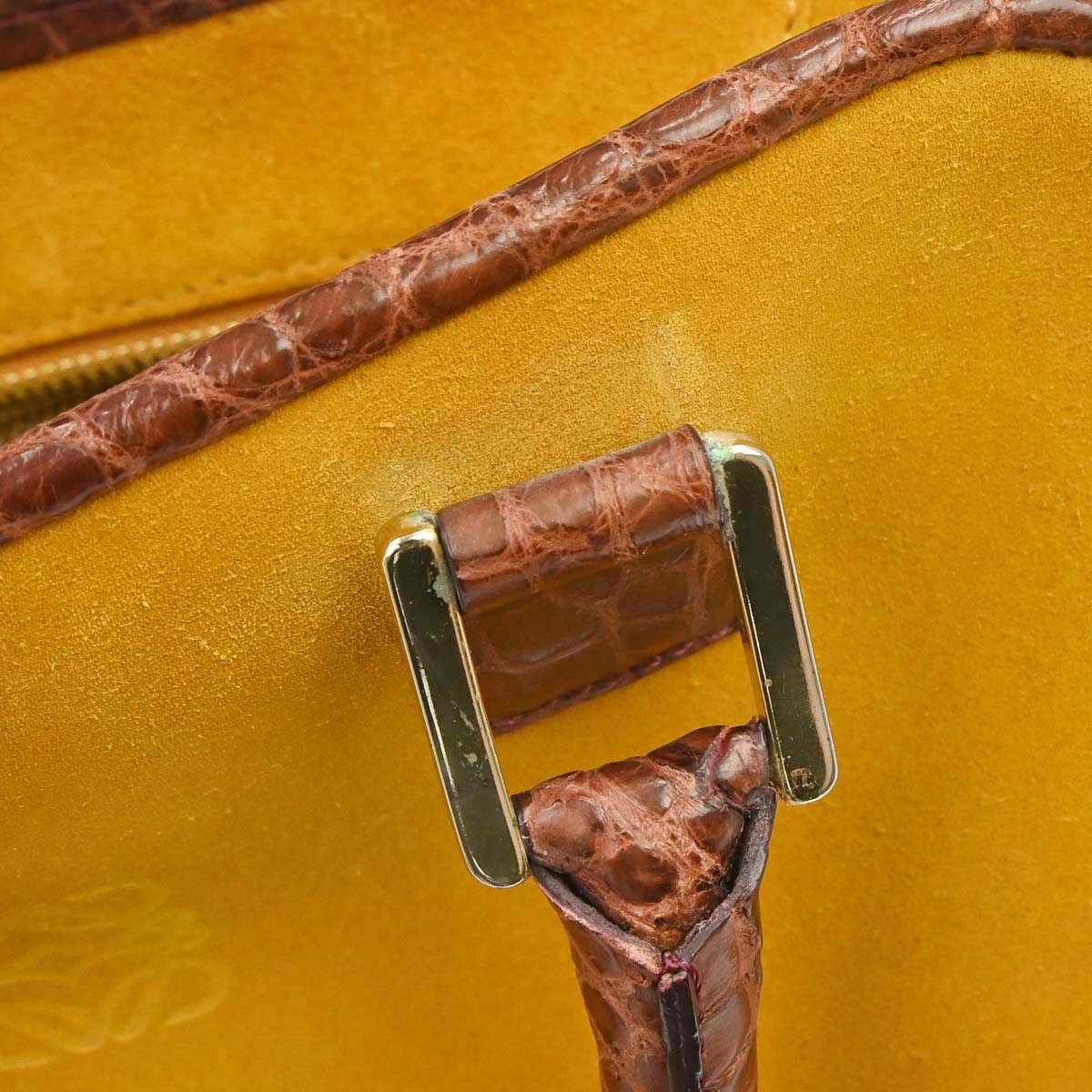 Loewe * Crocodile Brown Suede Amazona 28 Handbag