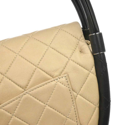 Chanel 2013-2014 Beige Black Lambskin Hula Hoop Large Handbag