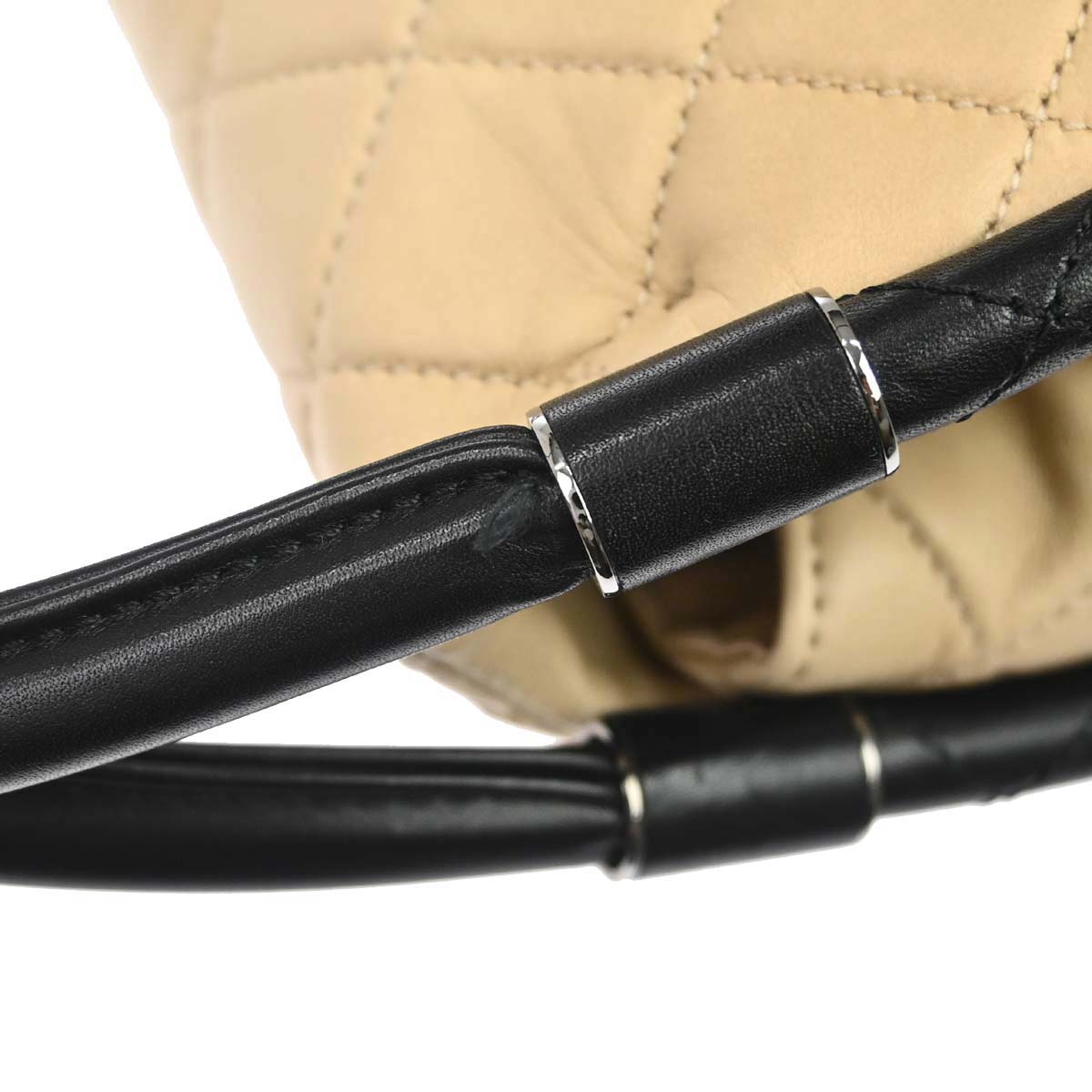 Chanel 2013-2014 Beige Black Lambskin Hula Hoop Large Handbag