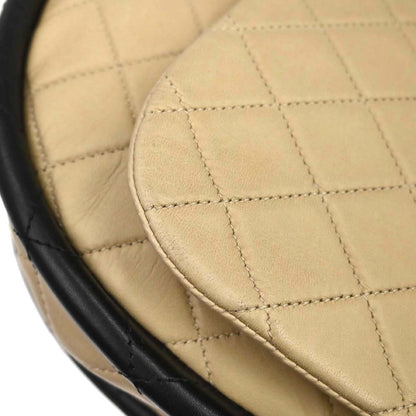 Chanel 2013-2014 Beige Black Lambskin Hula Hoop Large Handbag