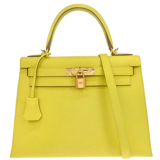 Hermes 2019 Jaune de Naples Epsom Kelly 28 Sellier 2way Shoulder Handbag
