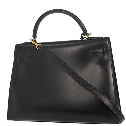 Hermes Black Box Calf Kelly 32 Sellier 2way Shoulder Handbag