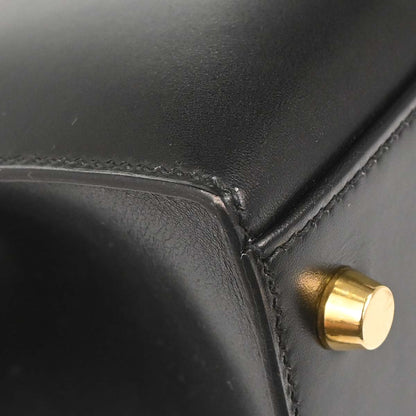 Hermes Black Box Calf Kelly 32 Sellier 2way Shoulder Handbag