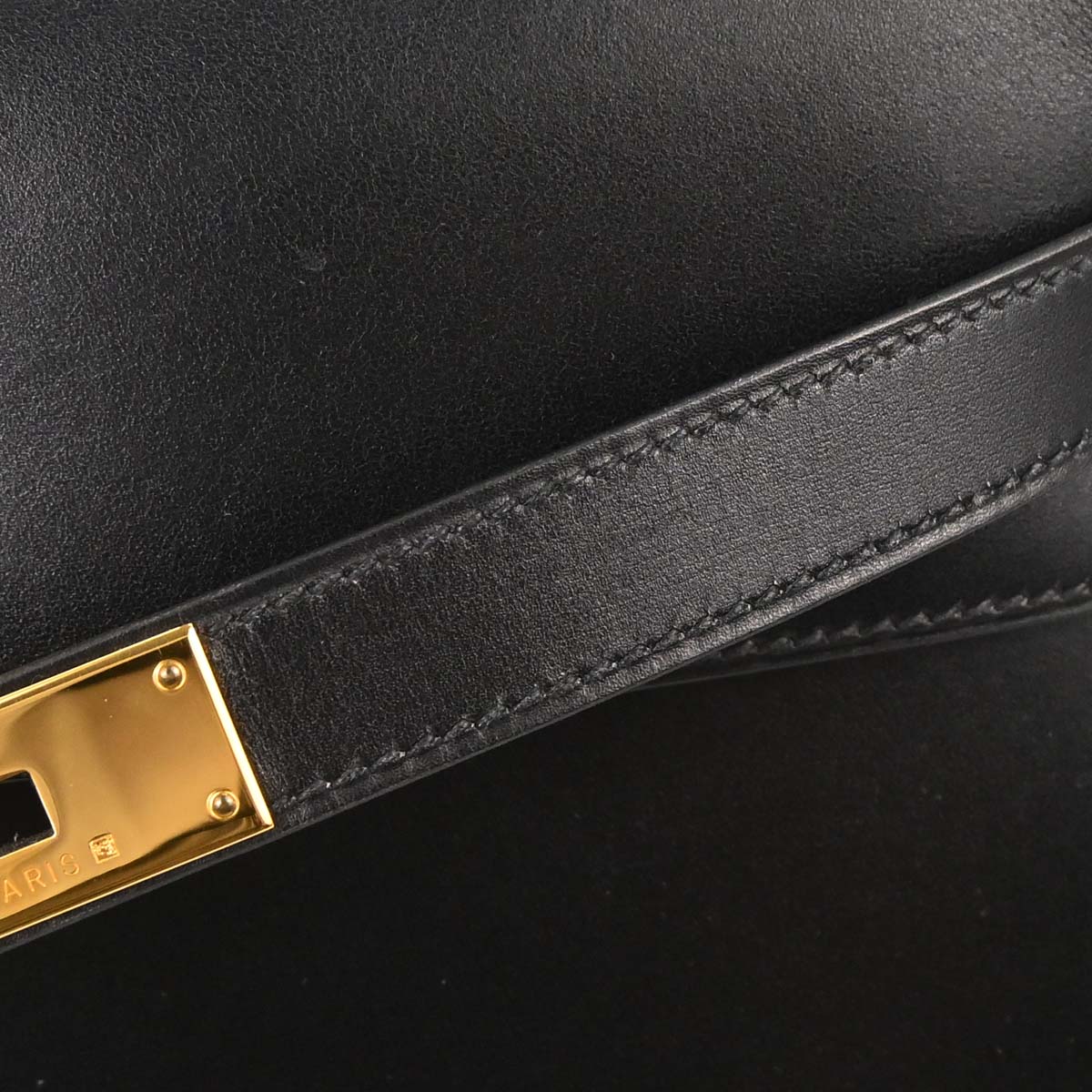 Hermes Black Box Calf Kelly 32 Sellier 2way Shoulder Handbag