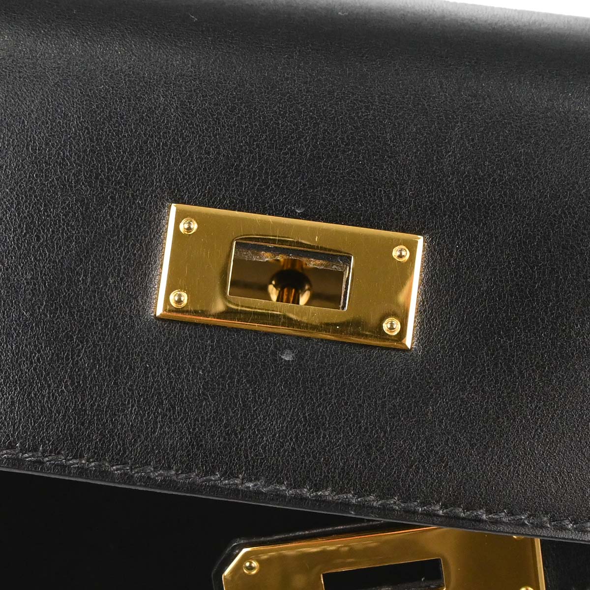Hermes Black Box Calf Kelly 32 Sellier 2way Shoulder Handbag