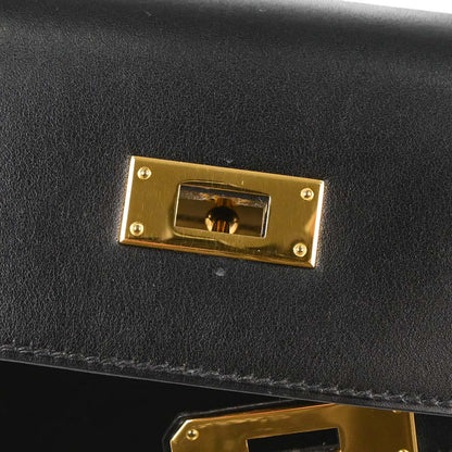 Hermes Black Box Calf Kelly 32 Sellier 2way Shoulder Handbag