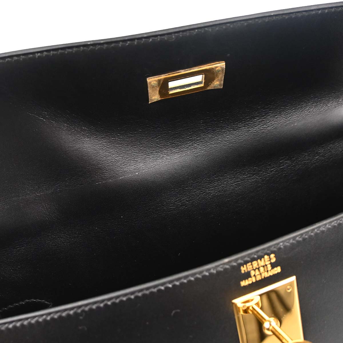 Hermes Black Box Calf Kelly 32 Sellier 2way Shoulder Handbag