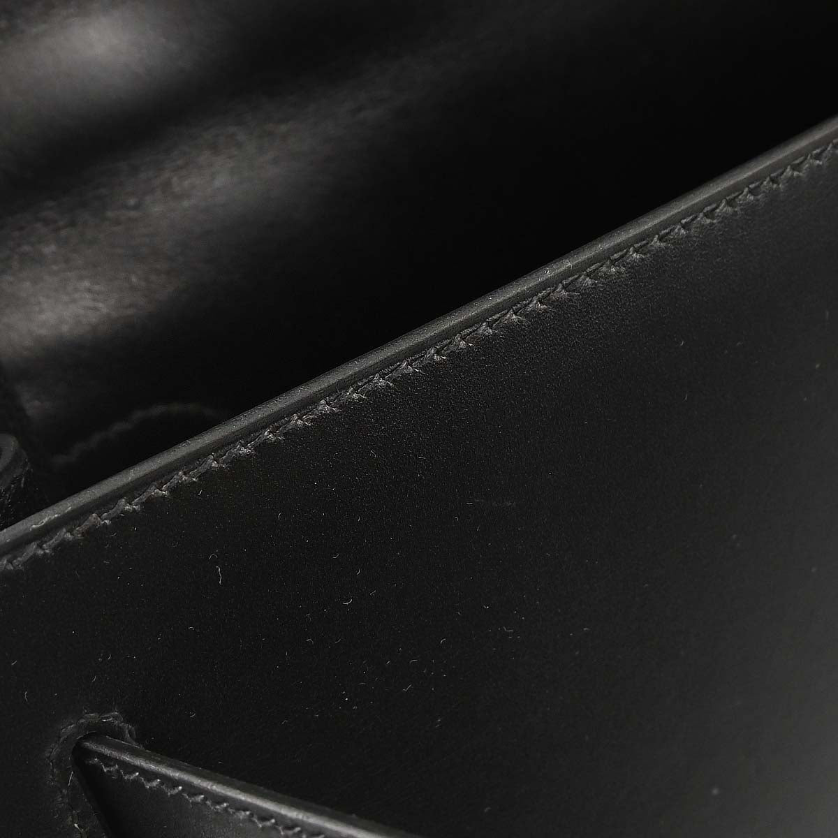 Hermes Black Box Calf Kelly 32 Sellier 2way Shoulder Handbag
