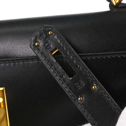 Hermes Black Box Calf Kelly 32 Sellier 2way Shoulder Handbag
