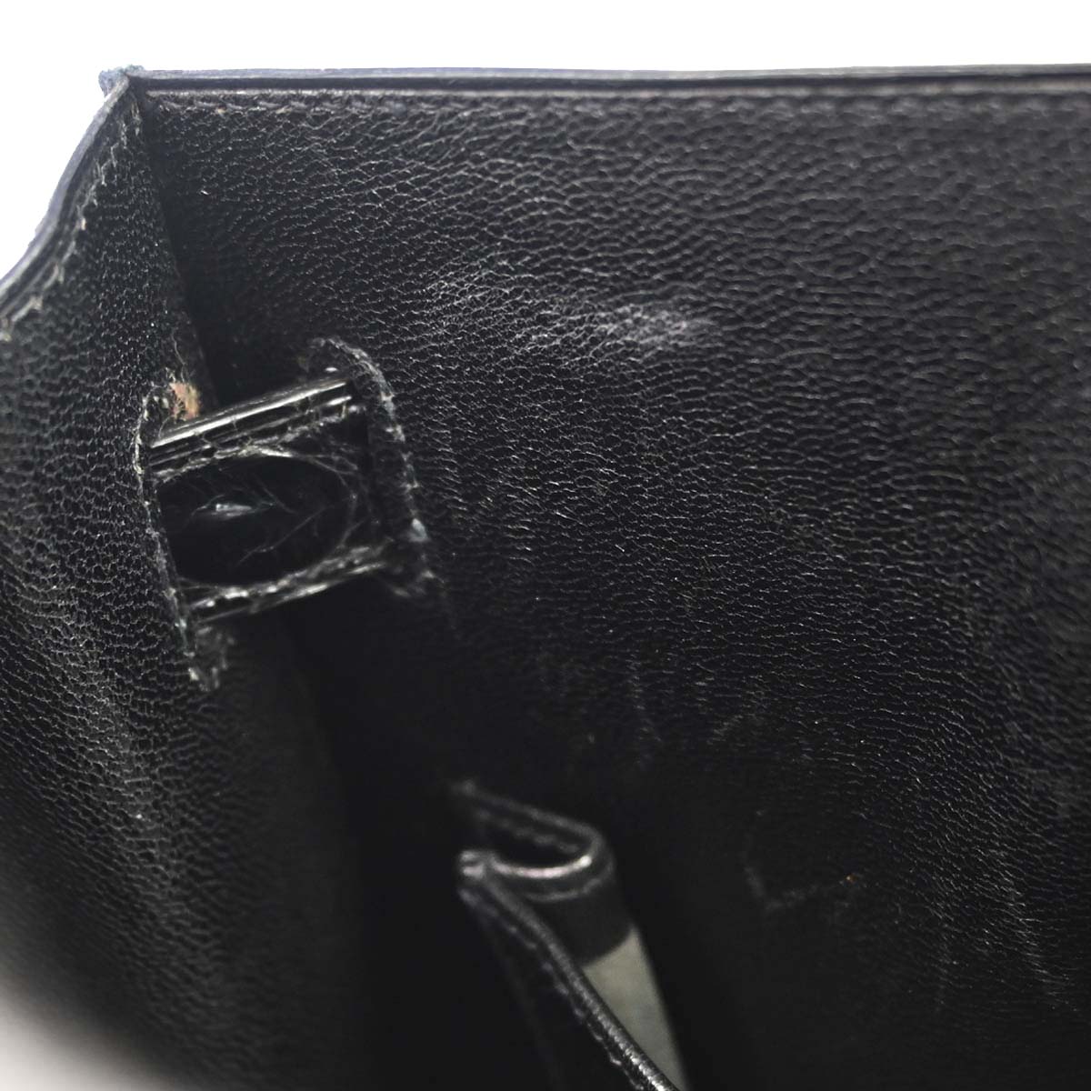 Hermes * Black Porosus Kelly 32 Sellier Handbag