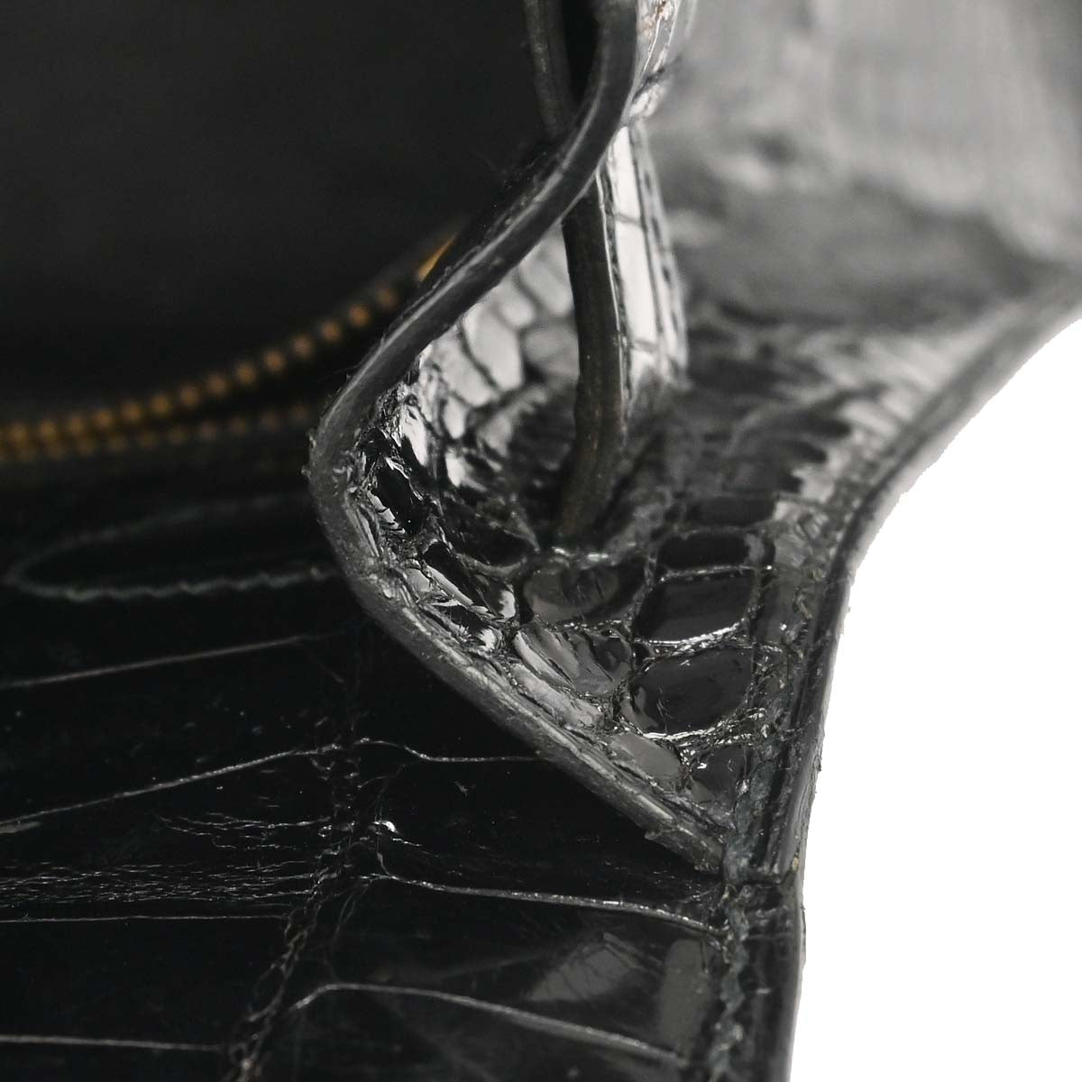 Hermes * Black Porosus Kelly 32 Sellier Handbag