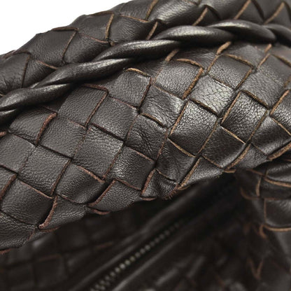 Bottega Veneta Brown Lambskin Intrecciato Hobo Handbag