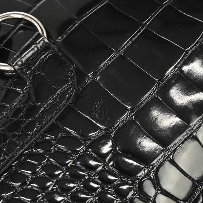 Salvatore Ferragamo * Black Crocodile Gancini Handbag