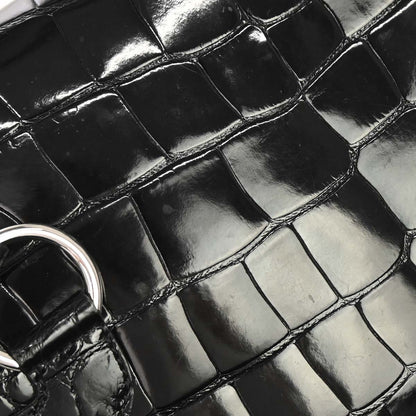 Salvatore Ferragamo * Black Crocodile Gancini Handbag