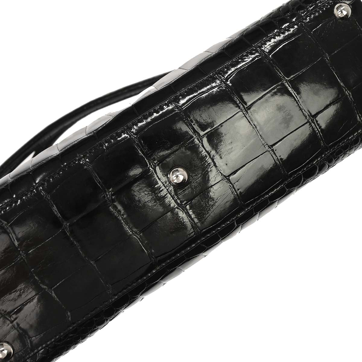 Salvatore Ferragamo * Black Crocodile Gancini Handbag