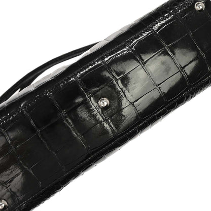 Salvatore Ferragamo * Black Crocodile Gancini Handbag