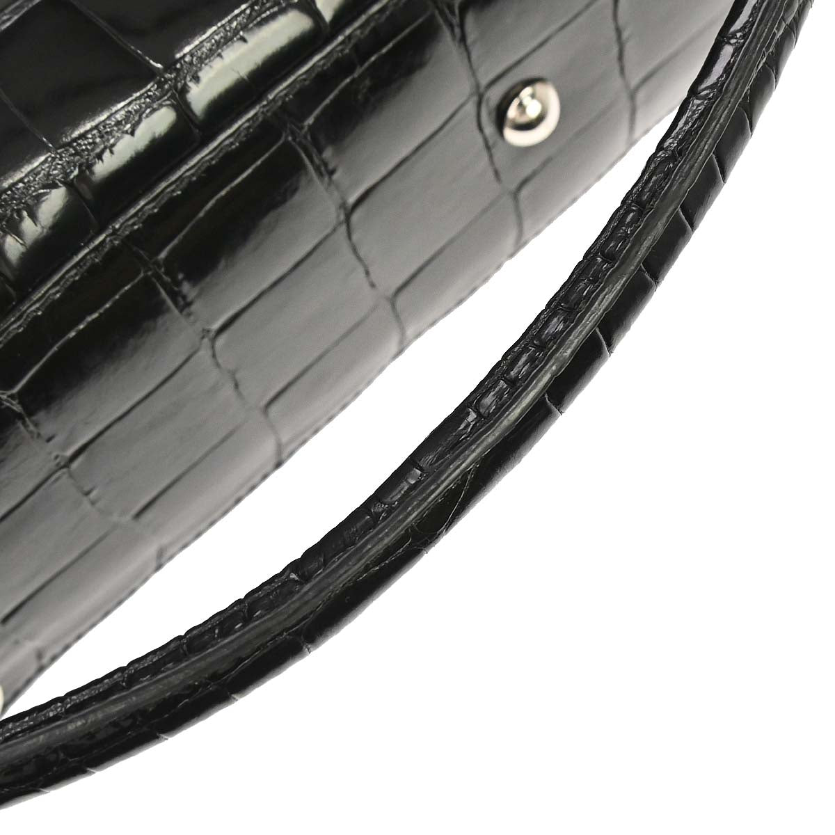 Salvatore Ferragamo * Black Crocodile Gancini Handbag