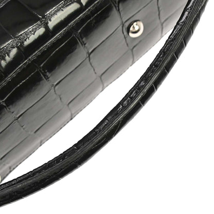 Salvatore Ferragamo * Black Crocodile Gancini Handbag
