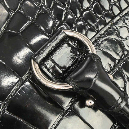 Salvatore Ferragamo * Black Crocodile Gancini Handbag