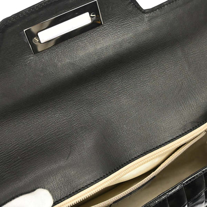 Salvatore Ferragamo * Black Crocodile Gancini Handbag