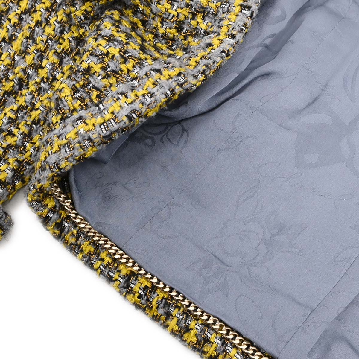 Chanel 2017 Collarless Single Breasted Jacket Tweed Yellow #36