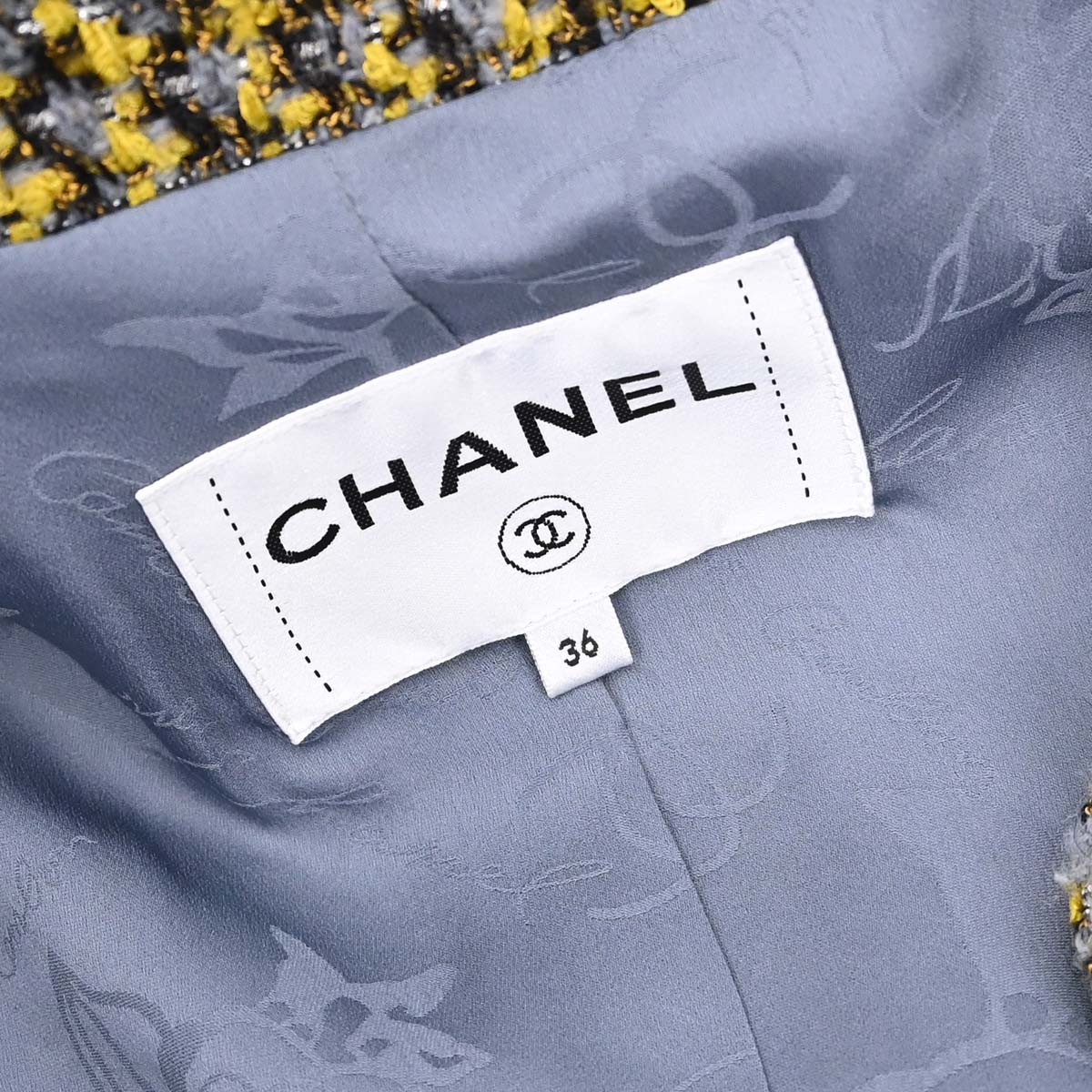 Chanel 2017 Collarless Single Breasted Jacket Tweed Yellow #36
