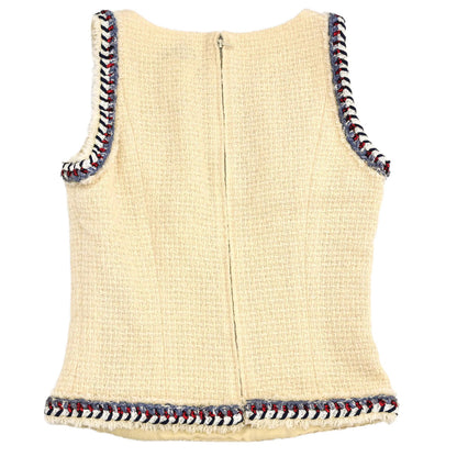 Chanel 2012-2013 Sleeveless Tweed Top Ivory #34