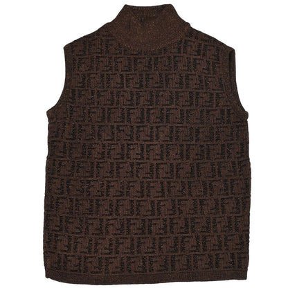 Fendi Sleeveless Top Zucca Glitter Brown #38