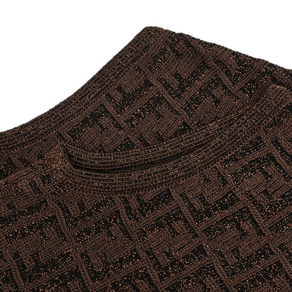 Fendi Sleeveless Top Zucca Glitter Brown #38
