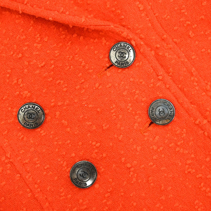 Chanel 1997 Double Breasted Tweed Jacket Orange #40