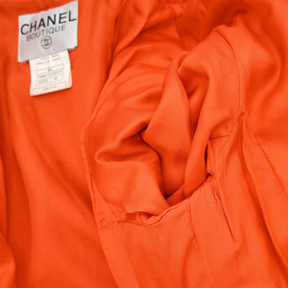 Chanel 1997 Double Breasted Tweed Jacket Orange #40