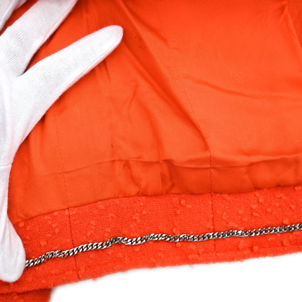 Chanel 1997 Double Breasted Tweed Jacket Orange #40