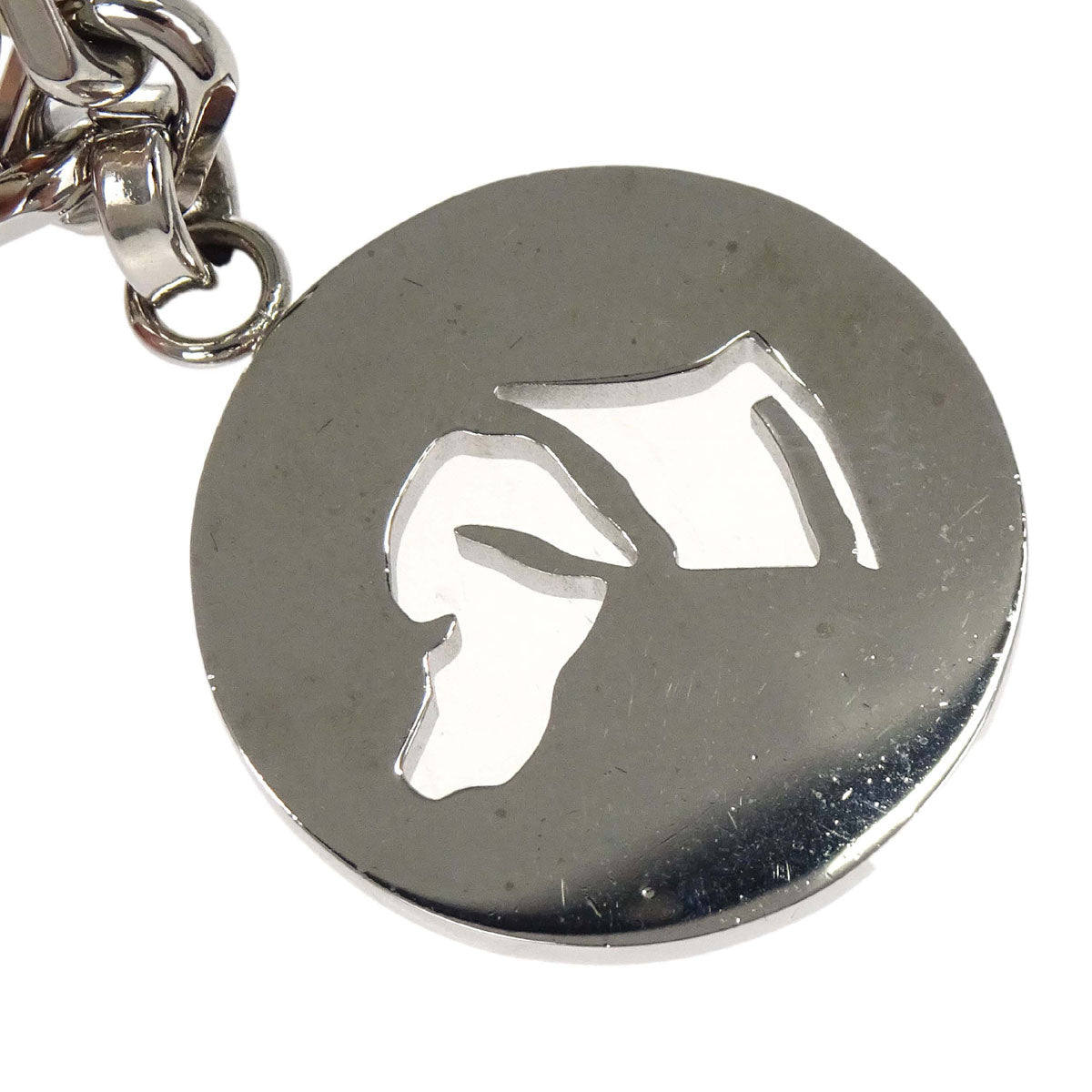 Hermes Amulet Bull Lock Keychain Bag Charm Silver Small Good