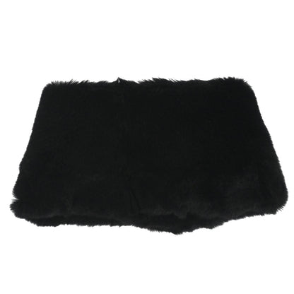 Chanel Lapin Fur Shawl Muffler Stole Black Artificial Pearl Small Good