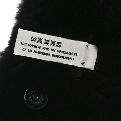 Chanel Lapin Fur Shawl Muffler Stole Black Artificial Pearl Small Good